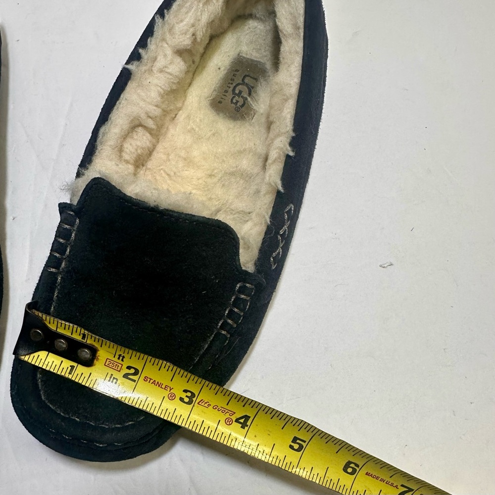 UGG Black Suede Moccasins with Cream Lining - Picture 9 of 9
